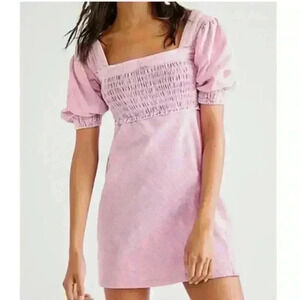 New NWT Free People Moon Flower Mini Corduroy Pink Dress Size Large